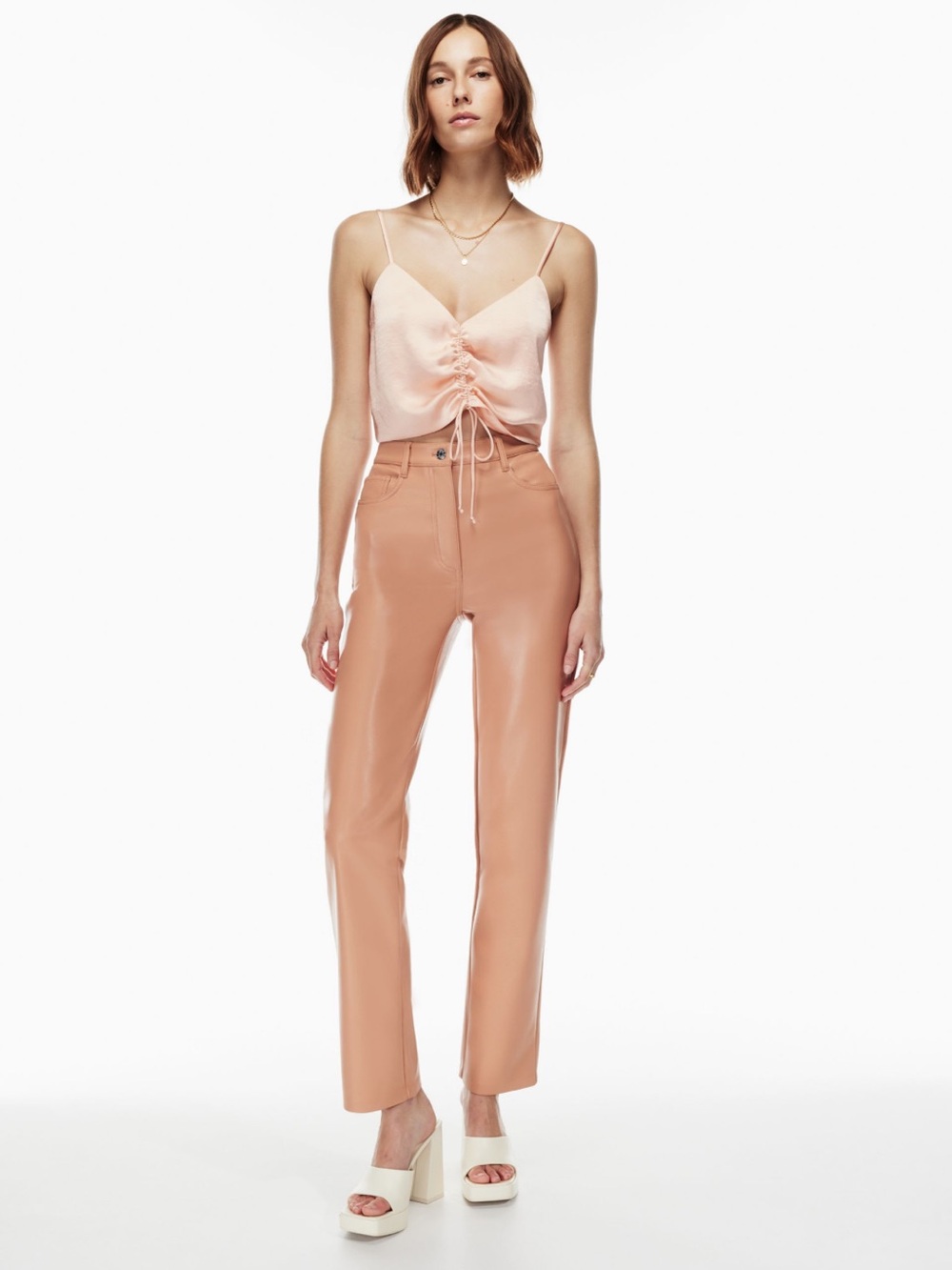 Wilfred Aritzia Verso Top Coral Blush Ruched Cami // L //BRAND NEW w TAGS